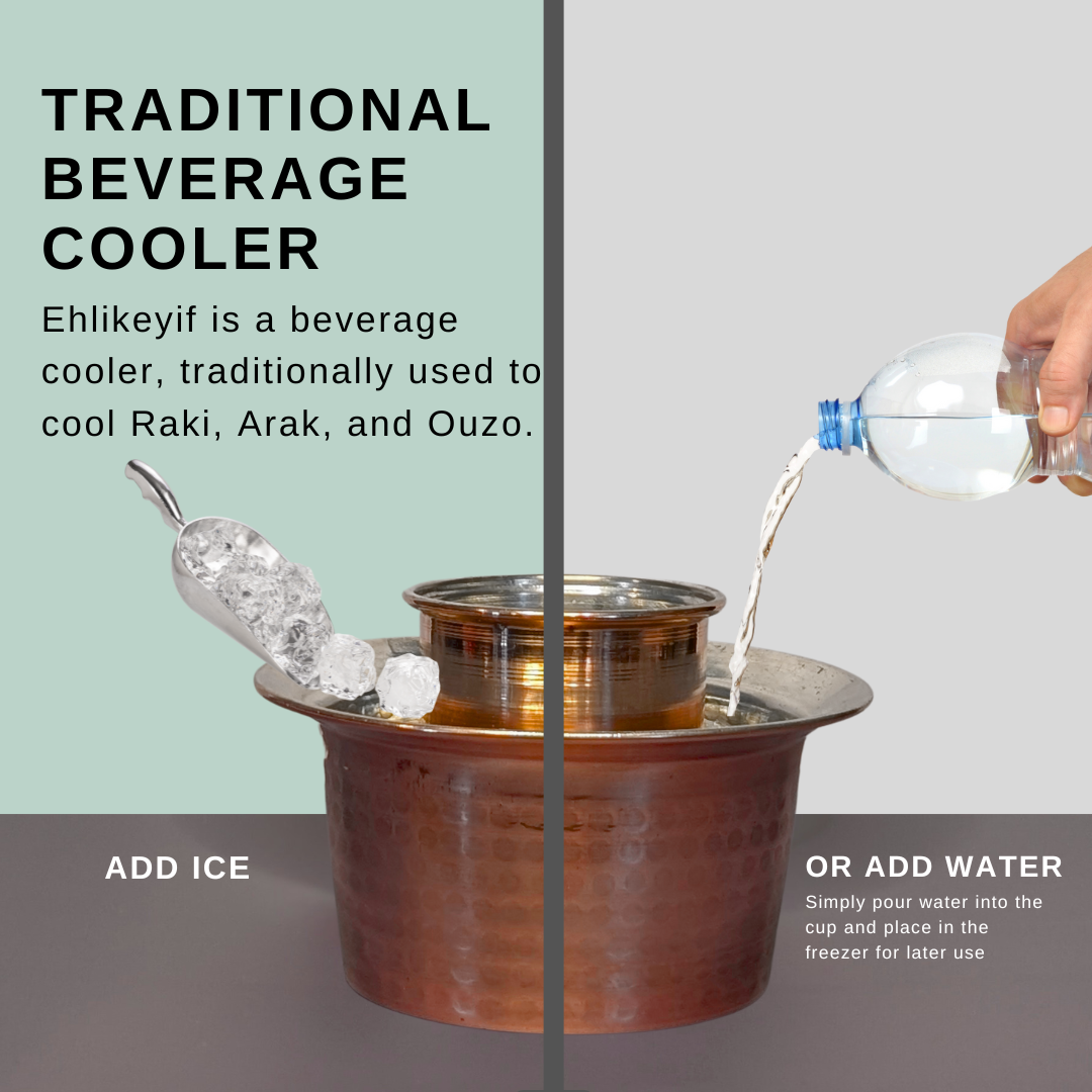 Handmade Copper Ehlikeyif – Traditional Turkish Beverage Cooling Ice Cup with Tin Lining