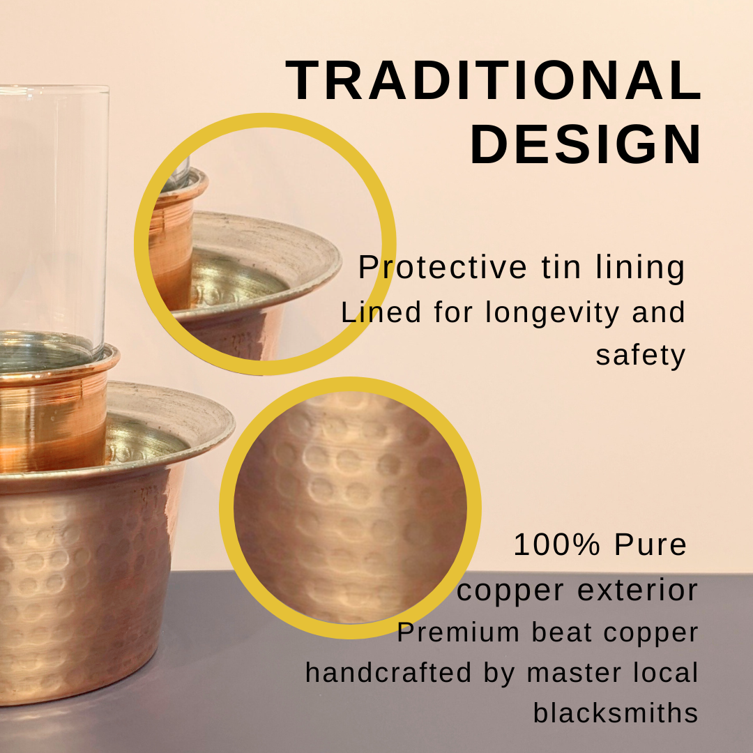 Handmade Copper Ehlikeyif – Traditional Turkish Beverage Cooling Ice Cup with Tin Lining